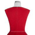 Belle Poque Stock Sleeveless solide Baumwolle Retro Vintage 50er Kleid kurz rot BP000069-2